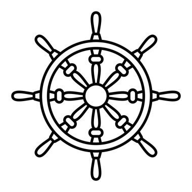 Geminin direksiyon simgesi. Web için tekne vektör simgelerinin özet çizimi