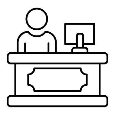 Web ve mobil uygulama tasarımınız için beyaz arkaplanda izole edilmiş resepsiyon simgesi vektörü, erkek logosu konsepti