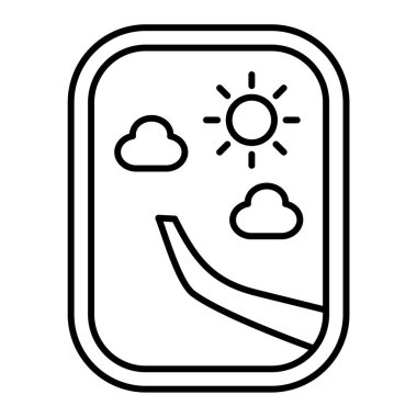 Moda stili izole edilmiş arkaplanda uçak pencere simgesinden görüntüle