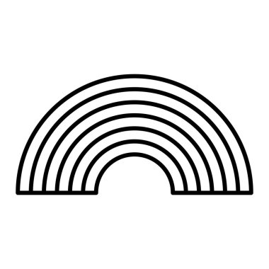 Beyaz arkaplanda izole edilmiş dış hat biçiminde gökkuşağı simgesi. yaz sembolü çizimi.