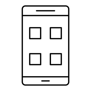 Akıllı telefon aygıtı simgesi. Taslak cep telefonu vektör çizimi sembolü. beyaz arkaplanda izole