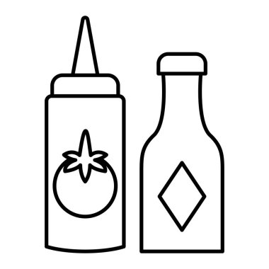 Bir bardak suyla birlikte bir şişe meyve suyu ve vektör çizimi.