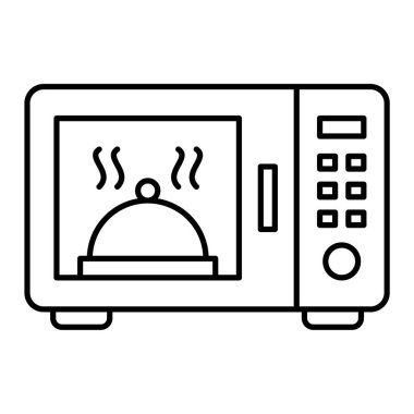 mikrodalga fırın ikonu vektörü. İnce çizgi işareti. izole edilmiş sınır sembolü çizimi