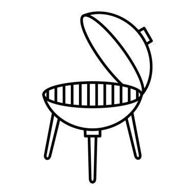 Izgara ikonu. Beyaz arkaplanda izole edilmiş web tasarımı için bbq tavuk vektör simgelerinin ana hatları