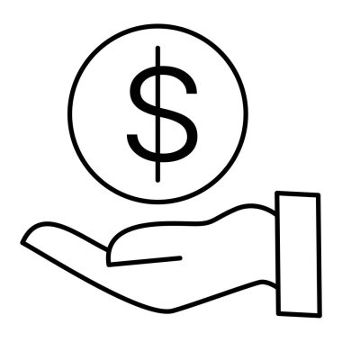 Dolar sembollü el ele tutuşan vektör illüstrasyonu