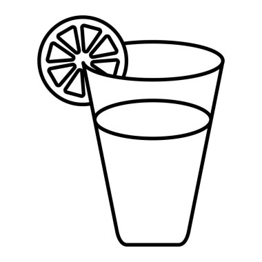 Limonlu bir bardak meyve suyu ve saman vektör çizimi