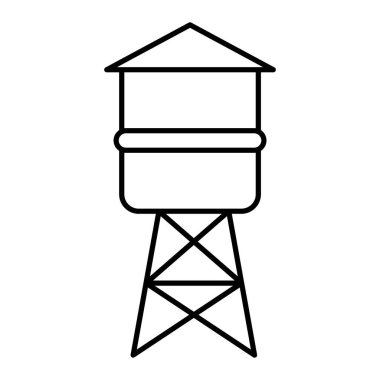 Hat su kulesi simgesi. Yapı ekipmanları vektör ana hatlarının basit çizimi izole tasarım