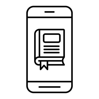 Kitap ikonlu akıllı telefon. Web için mesaj vektör simgeleri içeren kitabın özet çizimi