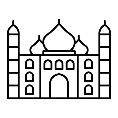  Beyaz arkaplanda izole edilmiş taslak biçimli bina simgesi. din sembolü