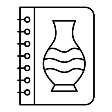 Jug ikonu. Cam vazo vektör illüstrasyonunun taslağı. Beyaz arka planda izole edilmiş dış hat elemanı. El çizimi