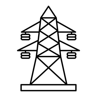 Elektrik güç kulesi simgesi. Web için elektrik enerji vektör simgelerinin özet çizimi