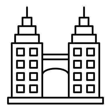 Beyaz arkaplanda izole edilmiş taslak biçimli bina simgesi. seyahat sembolü