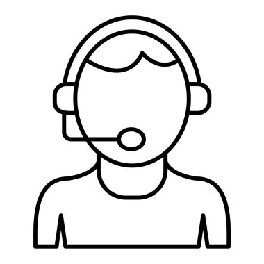 Kulaklık çizgisi vektör illüstrasyon tasarımı ile çağrı merkezi operatörü