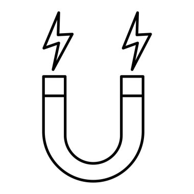 Mıknatıs simgesi. Web için elektrik prizi vektör simgelerinin düz çizimi