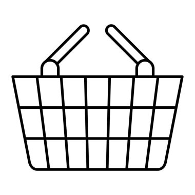 Alışveriş sepeti ikonu. Beyaz arkaplanda izole edilmiş web tasarımı için süpermarket arabası vektör simgelerinin basit çizimi