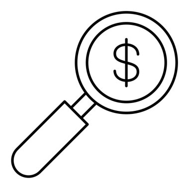 Dolar sembolü çizimi olan büyüteç