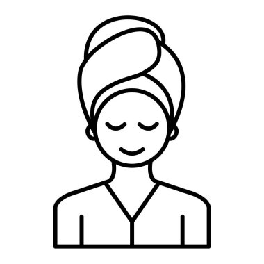 Kadın avatar ikonu. Kadın güzellik salonu vektör çizimi. İnsanlar ve sağlık hizmetleri kavramı. izole tasarım.