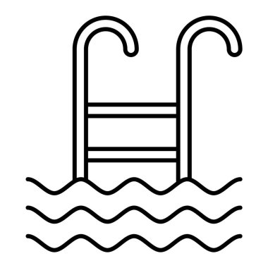 Yüzme havuzu ikonu. Web için su hortumu vektör simgelerinin özet çizimi