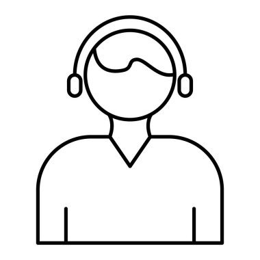 kulaklık çizgisi olan ve biçim ikonu çizimi çizimi olan avatar kadın