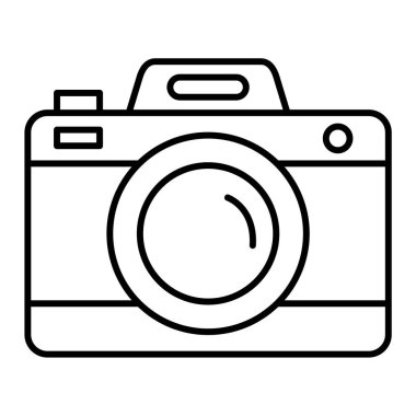 Kamera simgesi. Web için fotoğraflı fotoğraf vektörü simgelerinin basit illüstrasyonu