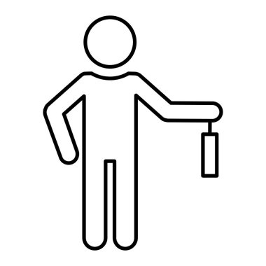 Elinde sopa olan adam ikon vektör illüstrasyon tasarımı