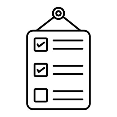 Web ve mobil uygulama tasarımınız, pano logo konseptiniz için beyaz arkaplanda izole edilmiş kontrol listesi simgesi vektörü