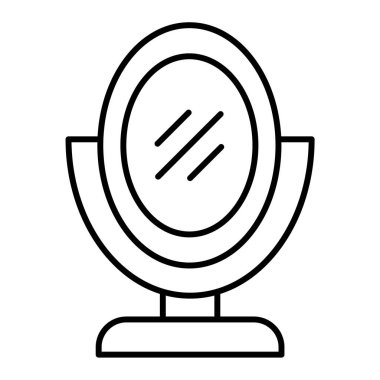 makyaj aynası ikonu. Toz vektör çizgisi simgelerinin yansıması. beyaz arkaplanda izole