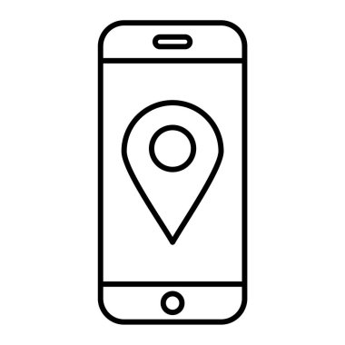cep telefonu simgesi. GPS navigasyon vektör çizelgesi olan akıllı telefon hatları