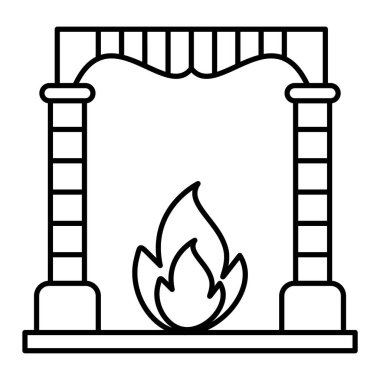 Ateş ve gaz vektör illüstrasyon tasarımlı şömine