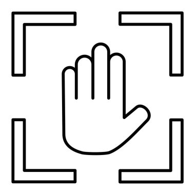 El ikonu vektörü. Taslak siyah düğme işareti. izole edilmiş sınır sembolü çizimi