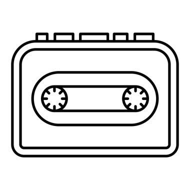 beyaz arkaplan üzerinde kaset simgesi, vektör illüstrasyonu