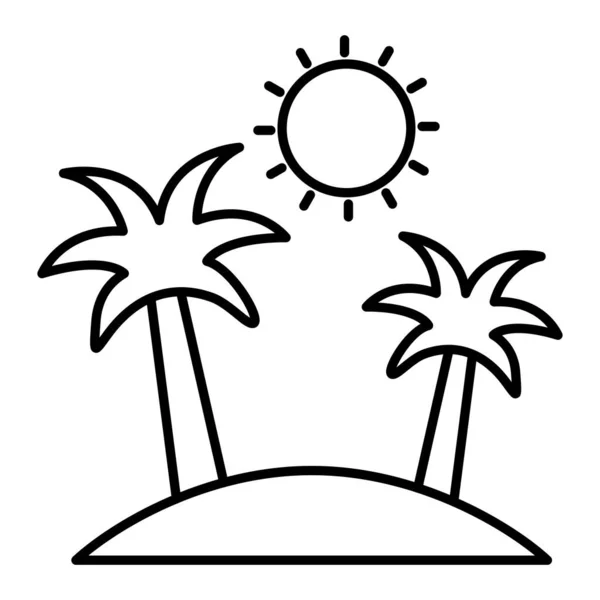 Summer Beach Icon Palm Trees Sea Theme Isolated Design Vector — Stock Vector