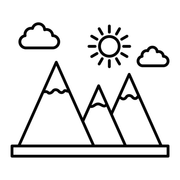 Εικονίδιο Βουνού Περίγραμμα Στυλ Απομονωμένο Λευκό Φόντο Βουνά Και Σύμβολο — Διανυσματικό Αρχείο