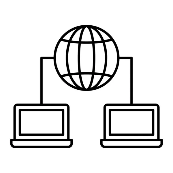 Laptop Con Icona Condivisione Della Rete Disegno Illustrazione Vettoriale — Vettoriale Stock
