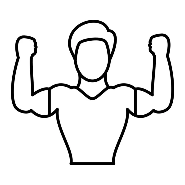 Фитнес Физических Упражнений Значок Контурный Силуэт Человека Векторной Иллюстрацией Оружия — стоковый вектор