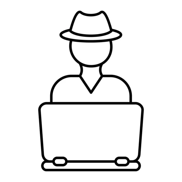 Pirate Avec Chapeau Ordinateur Portable Vecteur Illustration Design — Image vectorielle