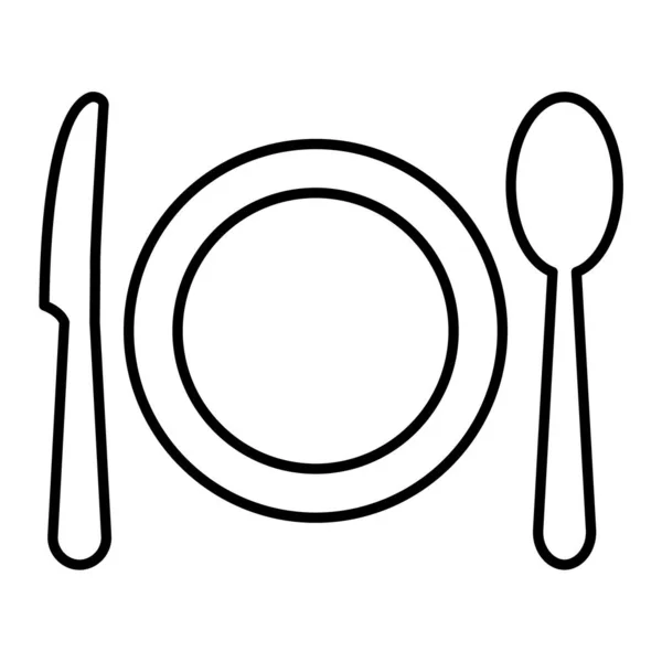 Иконка Посуды Контурная Иллюстрация Векторных Иконок Столовых Приборов Сети — стоковый вектор