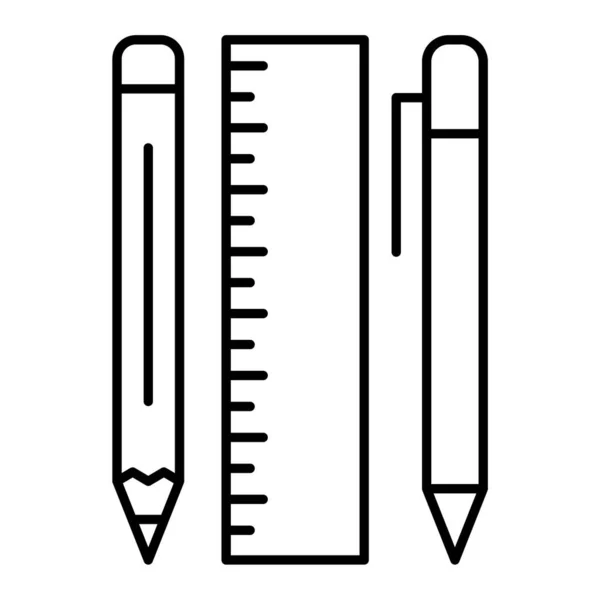 Długopis Ołówek Ikona Linijki Zarys Ilustracji Ikon Wektorowych Ołówków Web — Wektor stockowy