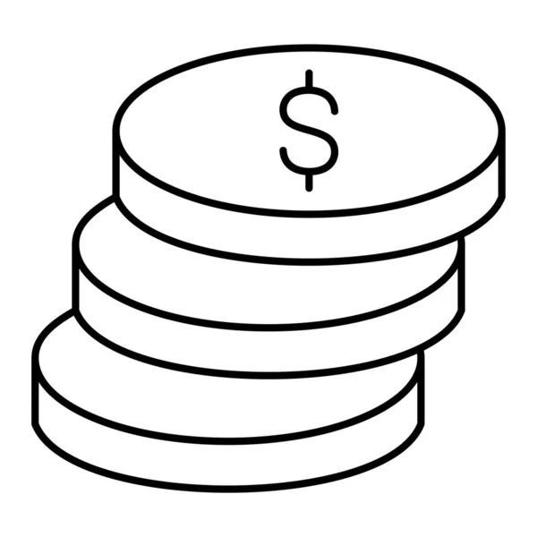 Dollarmunten Pictogram Schets Illustratie Van Munt Vector Pictogrammen Voor Web — Stockvector