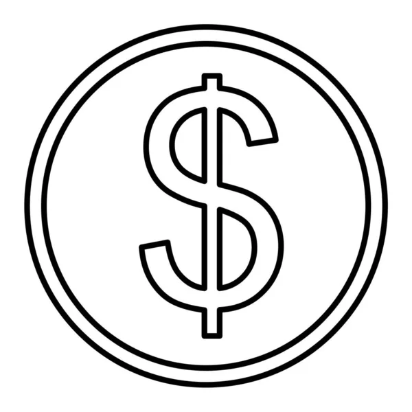 Symbol Dolaru Tenká Čára Vektorová Ilustrace — Stockový vektor