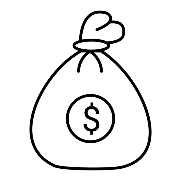 Money Bag Icon Outline Dollar Coin Vector Symbol Web Design — Stock Vector