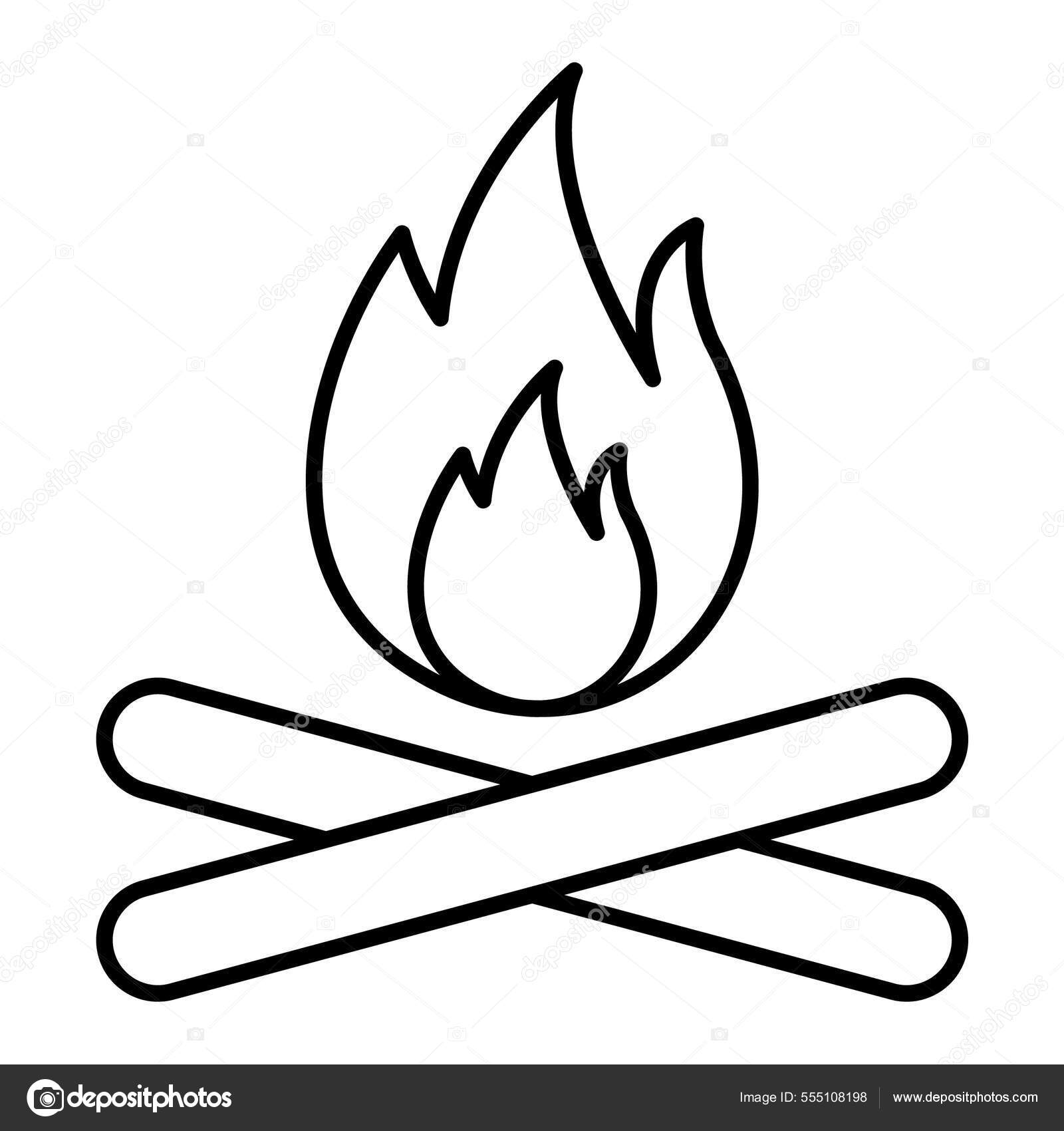 Chama De Fogo Logotipo Ícone Vector Preto E Branco Pictograma Forma De  Desenho Animado Plano, Símbolo De Chama De Ignição Monocromática, Ideia De  Rótulo Quente Ou Fogueira Lareira Sinal Isolado Silhueta Clipart