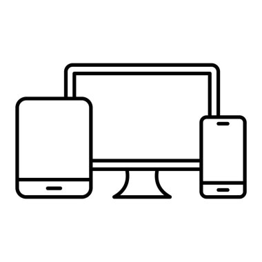 Akıllı telefon aygıtı simgesi. Web tasarımı için bilgisayar izleyici vektör simgelerinin düz çizimi