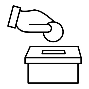 Kutu ve hediye ikonu olan bir el. Web için dağıtım vektör simgelerinin özet çizimi