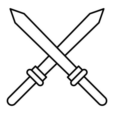 Kılıç simgesi. anahat ortaçağ silah vektör illüstrasyonu.