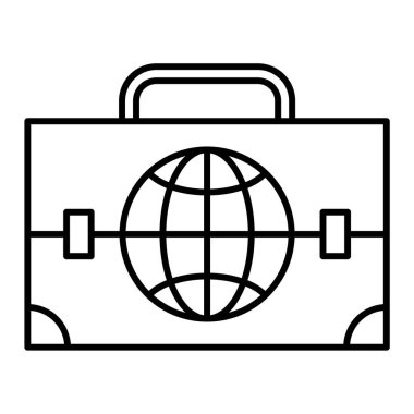 Seyahat çantalı bavul ve küresel vektör illüstrasyon tasarımı