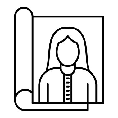 kadın dış hat sembolü, vektör işareti, doğrusal mavi arkaplan.