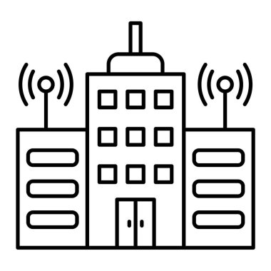 Kablosuz bağlantı kulesi simgesi. Beyaz arkaplanda izole edilmiş akıllı ev vektör sembolü ve web tasarımı ögeleri