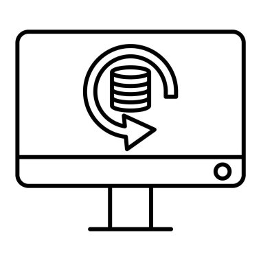 Veri depolama vektör illüstrasyon tasarımı ile bilgisayar monitörü
