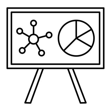 Sunum tahtası simgesi vektörü. İnce çizgi işareti. izole edilmiş sınır sembolü çizimi